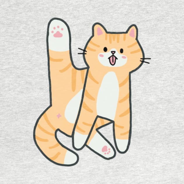 Orange and White Cat Licking Butt by waddleworks